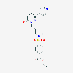 molecular formula C21H22N4O5S B2480470 ethyl 4-({3-[6-oxo-3-(pyridin-4-yl)-1,6-dihydropyridazin-1-yl]propyl}sulfamoyl)benzoate CAS No. 1021027-79-1
