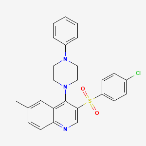 molecular formula C26H24ClN3O2S B2480475 3-(4-CHLOROBENZENESULFONYL)-6-METHYL-4-(4-PHENYLPIPERAZIN-1-YL)QUINOLINE CAS No. 866845-21-8