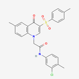 molecular formula C26H23ClN2O4S B2480499 N-(3-chloro-4-methylphenyl)-2-[6-methyl-3-(4-methylbenzenesulfonyl)-4-oxo-1,4-dihydroquinolin-1-yl]acetamide CAS No. 902585-12-0