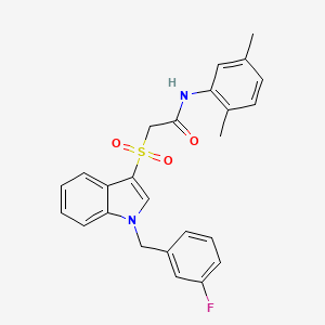 molecular formula C25H23FN2O3S B2480523 N-(2,5-dimethylphenyl)-2-((1-(3-fluorobenzyl)-1H-indol-3-yl)sulfonyl)acetamide CAS No. 686743-95-3