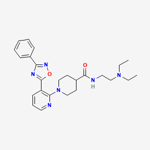 molecular formula C25H32N6O2 B2480557 N-[2-(diethylamino)ethyl]-1-[3-(3-phenyl-1,2,4-oxadiazol-5-yl)pyridin-2-yl]piperidine-4-carboxamide CAS No. 1251619-43-8