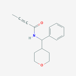 molecular formula C16H19NO2 B2480560 N-[Oxan-4-yl(phenyl)methyl]but-2-ynamide CAS No. 2411229-77-9