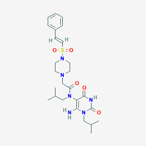 molecular formula C26H38N6O5S B2480565 N-[6-amino-1-(2-methylpropyl)-2,4-dioxopyrimidin-5-yl]-N-(2-methylpropyl)-2-[4-[(E)-2-phenylethenyl]sulfonylpiperazin-1-yl]acetamide CAS No. 794561-84-5