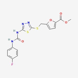 molecular formula C16H13FN4O4S2 B2480641 methyl 5-{[(5-{[(4-fluorophenyl)carbamoyl]amino}-1,3,4-thiadiazol-2-yl)sulfanyl]methyl}furan-2-carboxylate CAS No. 886937-08-2