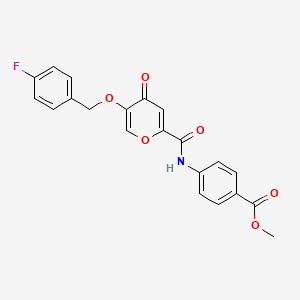molecular formula C21H16FNO6 B2480654 methyl 4-(5-((4-fluorobenzyl)oxy)-4-oxo-4H-pyran-2-carboxamido)benzoate CAS No. 1021024-41-8