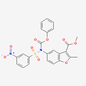 molecular formula C24H18N2O9S B2480727 methyl 2-methyl-5-[N-(phenoxycarbonyl)3-nitrobenzenesulfonamido]-1-benzofuran-3-carboxylate CAS No. 448213-39-6