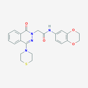 molecular formula C22H22N4O4S B2480731 N-(2,3-dihydro-1,4-benzodioxin-6-yl)-2-[1-oxo-4-(thiomorpholin-4-yl)-1,2-dihydrophthalazin-2-yl]acetamide CAS No. 1251620-47-9