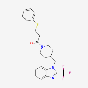 molecular formula C23H24F3N3OS B2480751 3-(phenylsulfanyl)-1-(4-{[2-(trifluoromethyl)-1H-1,3-benzodiazol-1-yl]methyl}piperidin-1-yl)propan-1-one CAS No. 1210918-66-3