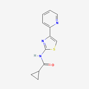 molecular formula C12H11N3OS B2480756 N-[4-(pyridin-2-yl)-1,3-thiazol-2-yl]cyclopropanecarboxamide CAS No. 392326-14-6