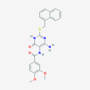 molecular formula C24H22N4O4S B2480802 N-(4-amino-2-((naphthalen-1-ylmethyl)thio)-6-oxo-1,6-dihydropyrimidin-5-yl)-3,4-dimethoxybenzamide CAS No. 868228-25-5