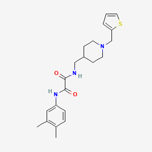 molecular formula C21H27N3O2S B2480816 N'-(3,4-dimethylphenyl)-N-({1-[(thiophen-2-yl)methyl]piperidin-4-yl}methyl)ethanediamide CAS No. 953206-65-0