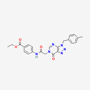 molecular formula C23H22N6O4 B2480949 ethyl 4-(2-(3-(4-methylbenzyl)-7-oxo-3H-[1,2,3]triazolo[4,5-d]pyrimidin-6(7H)-yl)acetamido)benzoate CAS No. 892471-85-1