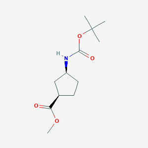 molecular formula C12H21NO4 B2480953 methyl (1R,3S)-3-{[(tert-butoxy)carbonyl]amino}cyclopentane-1-carboxylate CAS No. 173464-47-6