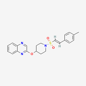 molecular formula C22H23N3O3S B2480959 2-({1-[(E)-2-(4-methylphenyl)ethenesulfonyl]piperidin-4-yl}oxy)quinoxaline CAS No. 1706511-89-8