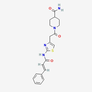 molecular formula C20H22N4O3S B2480981 (E)-1-(2-(2-cinnamamidothiazol-4-yl)acetyl)piperidine-4-carboxamide CAS No. 1006289-72-0