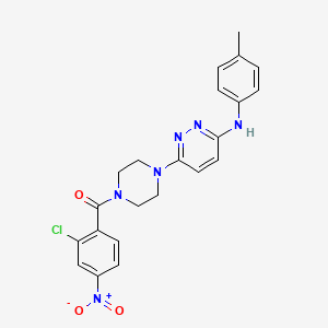 molecular formula C22H21ClN6O3 B2481002 6-[4-(2-chloro-4-nitrobenzoyl)piperazin-1-yl]-N-(4-methylphenyl)pyridazin-3-amine CAS No. 946240-85-3