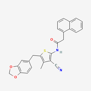 molecular formula C26H20N2O3S B2481032 N-{5-[(2H-1,3-benzodioxol-5-yl)methyl]-3-cyano-4-methylthiophen-2-yl}-2-(naphthalen-1-yl)acetamide CAS No. 476367-79-0