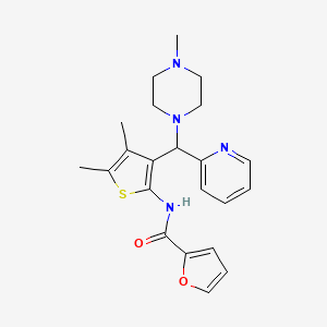 molecular formula C22H26N4O2S B2481058 N-{4,5-DIMETHYL-3-[(4-METHYLPIPERAZIN-1-YL)(PYRIDIN-2-YL)METHYL]THIOPHEN-2-YL}FURAN-2-CARBOXAMIDE CAS No. 622792-63-6