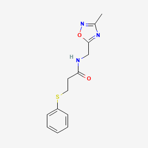molecular formula C13H15N3O2S B2481103 N-((3-methyl-1,2,4-oxadiazol-5-yl)methyl)-3-(phenylthio)propanamide CAS No. 1207023-78-6