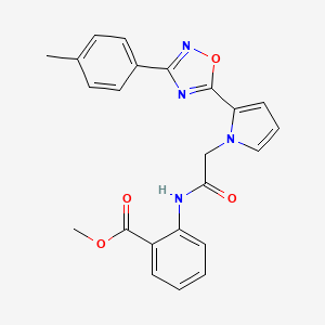 molecular formula C23H20N4O4 B2481137 methyl 2-(2-{2-[3-(4-methylphenyl)-1,2,4-oxadiazol-5-yl]-1H-pyrrol-1-yl}acetamido)benzoate CAS No. 1261003-09-1