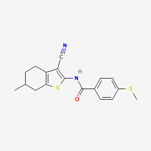 molecular formula C18H18N2OS2 B2481156 N-(3-cyano-6-methyl-4,5,6,7-tetrahydro-1-benzothiophen-2-yl)-4-(methylsulfanyl)benzamide CAS No. 896352-06-0