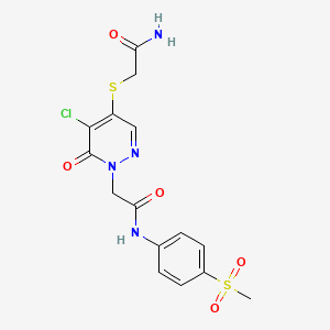2-(4-((2-amino-2-oxoethyl)thio)-5-chloro-6-oxopyridazin-1(6H)-yl)-N-(4-(methylsulfonyl)phenyl)acetamide