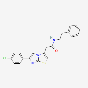 molecular formula C21H18ClN3OS B2481187 2-[6-(4-chlorophenyl)imidazo[2,1-b][1,3]thiazol-3-yl]-N-(2-phenylethyl)acetamide CAS No. 897458-62-7
