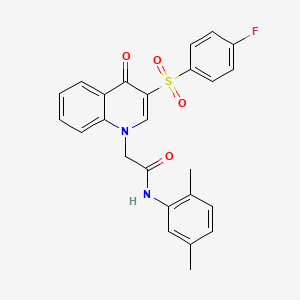 molecular formula C25H21FN2O4S B2481198 N-(2,5-dimethylphenyl)-2-[3-(4-fluorobenzenesulfonyl)-4-oxo-1,4-dihydroquinolin-1-yl]acetamide CAS No. 866729-72-8