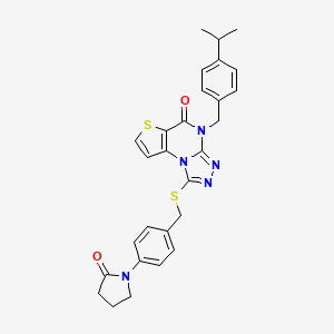 4-(4-isopropylbenzyl)-1-((4-(2-oxopyrrolidin-1-yl)benzyl)thio)thieno[2,3-e][1,2,4]triazolo[4,3-a]pyrimidin-5(4H)-one