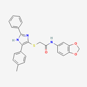 N-(1,3-benzodioxol-5-yl)-2-[[5-(4-methylphenyl)-2-phenyl-1H-imidazol-4-yl]sulfanyl]acetamide
