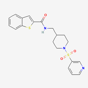 molecular formula C20H21N3O3S2 B2481286 N-((1-(pyridin-3-ylsulfonyl)piperidin-4-yl)methyl)benzo[b]thiophene-2-carboxamide CAS No. 2034572-04-6