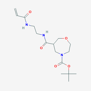 molecular formula C16H27N3O5 B2481304 Tert-butyl 6-[2-(prop-2-enoylamino)ethylcarbamoyl]-1,4-oxazepane-4-carboxylate CAS No. 2361703-51-5