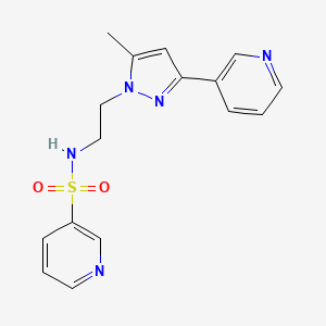 molecular formula C16H17N5O2S B2481308 N-(2-(5-methyl-3-(pyridin-3-yl)-1H-pyrazol-1-yl)ethyl)pyridine-3-sulfonamide CAS No. 2034289-83-1