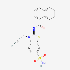 molecular formula C21H15N3O3S2 B2481345 N-[(2Z)-3-(prop-2-yn-1-yl)-6-sulfamoyl-2,3-dihydro-1,3-benzothiazol-2-ylidene]naphthalene-1-carboxamide CAS No. 865182-48-5