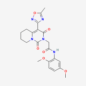 molecular formula C21H23N5O6 B2481424 N-(2,5-dimethoxyphenyl)-2-[4-(5-methyl-1,2,4-oxadiazol-3-yl)-1,3-dioxo-1H,2H,3H,5H,6H,7H,8H-pyrido[1,2-c]pyrimidin-2-yl]acetamide CAS No. 1775485-07-8