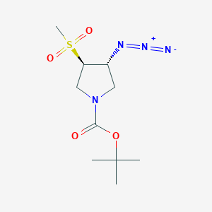 molecular formula C10H18N4O4S B2481432 Tert-butyl (3R,4R)-3-azido-4-methylsulfonylpyrrolidine-1-carboxylate CAS No. 2490314-57-1