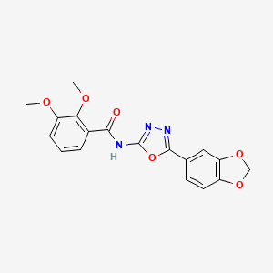 molecular formula C18H15N3O6 B2481438 N-(5-(benzo[d][1,3]dioxol-5-yl)-1,3,4-oxadiazol-2-yl)-2,3-dimethoxybenzamide CAS No. 921900-16-5