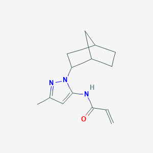 molecular formula C14H19N3O B2481471 N-[2-(2-Bicyclo[2.2.1]heptanyl)-5-methylpyrazol-3-yl]prop-2-enamide CAS No. 2188733-66-4