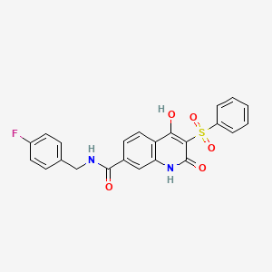 molecular formula C23H17FN2O5S B2481545 N-(4-fluorobenzyl)-4-hydroxy-2-oxo-3-(phenylsulfonyl)-1,2-dihydroquinoline-7-carboxamide CAS No. 892738-67-9