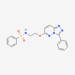 molecular formula C19H17N5O3S B2481554 N-(2-((3-phenyl-[1,2,4]triazolo[4,3-b]pyridazin-6-yl)oxy)ethyl)benzenesulfonamide CAS No. 1020975-61-4