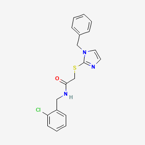molecular formula C19H18ClN3OS B2481556 2-[(1-BENZYL-1H-IMIDAZOL-2-YL)SULFANYL]-N-[(2-CHLOROPHENYL)METHYL]ACETAMIDE CAS No. 869345-98-2