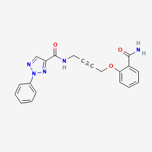 molecular formula C20H17N5O3 B2481574 N-(4-(2-carbamoylphenoxy)but-2-yn-1-yl)-2-phenyl-2H-1,2,3-triazole-4-carboxamide CAS No. 1421451-78-6