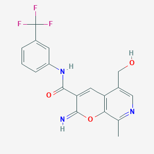 molecular formula C18H14F3N3O3 B2481587 5-(hydroxymethyl)-2-imino-8-methyl-N-[3-(trifluoromethyl)phenyl]-2H-pyrano[2,3-c]pyridine-3-carboxamide CAS No. 443116-41-4