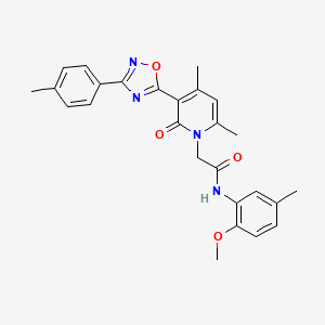 molecular formula C26H26N4O4 B2481589 2-{4,6-dimethyl-3-[3-(4-methylphenyl)-1,2,4-oxadiazol-5-yl]-2-oxo-1,2-dihydropyridin-1-yl}-N-(2-methoxy-5-methylphenyl)acetamide CAS No. 946323-46-2