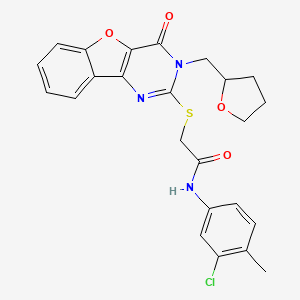 N-(3-chloro-4-methylphenyl)-2-((4-oxo-3-((tetrahydrofuran-2-yl)methyl)-3,4-dihydrobenzofuro[3,2-d]pyrimidin-2-yl)thio)acetamide