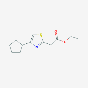 molecular formula C12H17NO2S B2481696 Ethyl 2-(4-cyclopentyl-1,3-thiazol-2-yl)acetate CAS No. 1250083-19-2