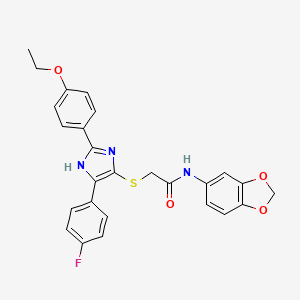N-(2H-1,3-benzodioxol-5-yl)-2-{[2-(4-ethoxyphenyl)-5-(4-fluorophenyl)-1H-imidazol-4-yl]sulfanyl}acetamide