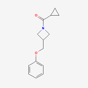 molecular formula C14H17NO2 B2481759 Cyclopropyl(3-(phenoxymethyl)azetidin-1-yl)methanone CAS No. 2034583-98-5