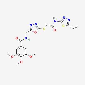 molecular formula C19H22N6O6S2 B2481772 N-{[5-({[(5-ETHYL-1,3,4-THIADIAZOL-2-YL)CARBAMOYL]METHYL}SULFANYL)-1,3,4-OXADIAZOL-2-YL]METHYL}-3,4,5-TRIMETHOXYBENZAMIDE CAS No. 851784-04-8