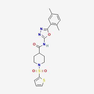molecular formula C20H22N4O4S2 B2481779 N-(5-(2,5-dimethylphenyl)-1,3,4-oxadiazol-2-yl)-1-(thiophen-2-ylsulfonyl)piperidine-4-carboxamide CAS No. 899958-95-3